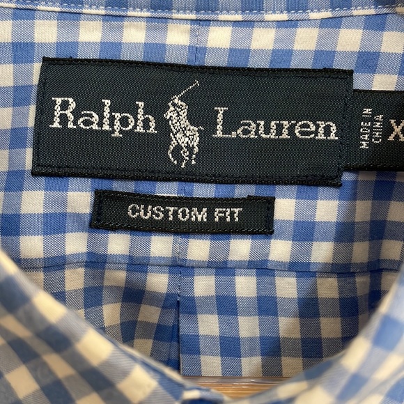 Polo by Ralph Lauren gingham plaid,  powder blue check. Custom fit XL SHARP - Picture 2 of 4
